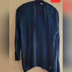 Teal cardigan with colored spots